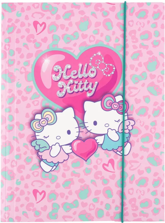 Teczka kartonowa z gumką A4 Hello Kitty pink wzór 3 - tantis.pl
