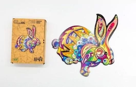 Puzzle drewniane eko 60. Puszysty królik A4 - tantis.pl