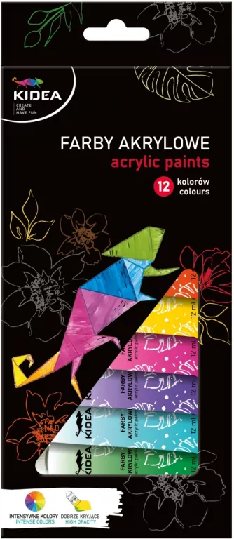 Farby akrylowe 12x12ml KIDEA - tantis.pl
