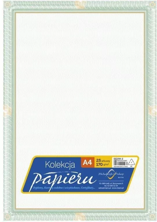 Papier ozdobny A4 certyfikat dyplom 170g/m2 25ar - tantis.pl