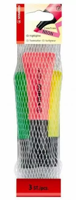 Zakreślacz Neon 3 kol. żół/zie/róż bls STABILO - tantis.pl