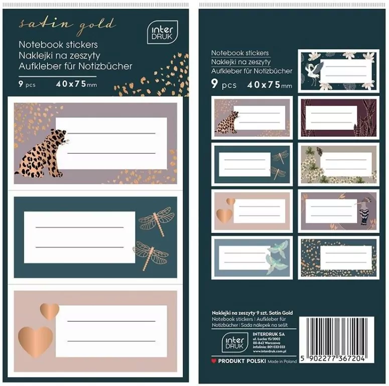 Naklejki na zeszyty Satin Gold - tantis.pl