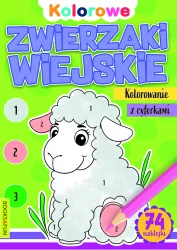 Zwierzaki wiejskie. Kolorowanie z cyferkami