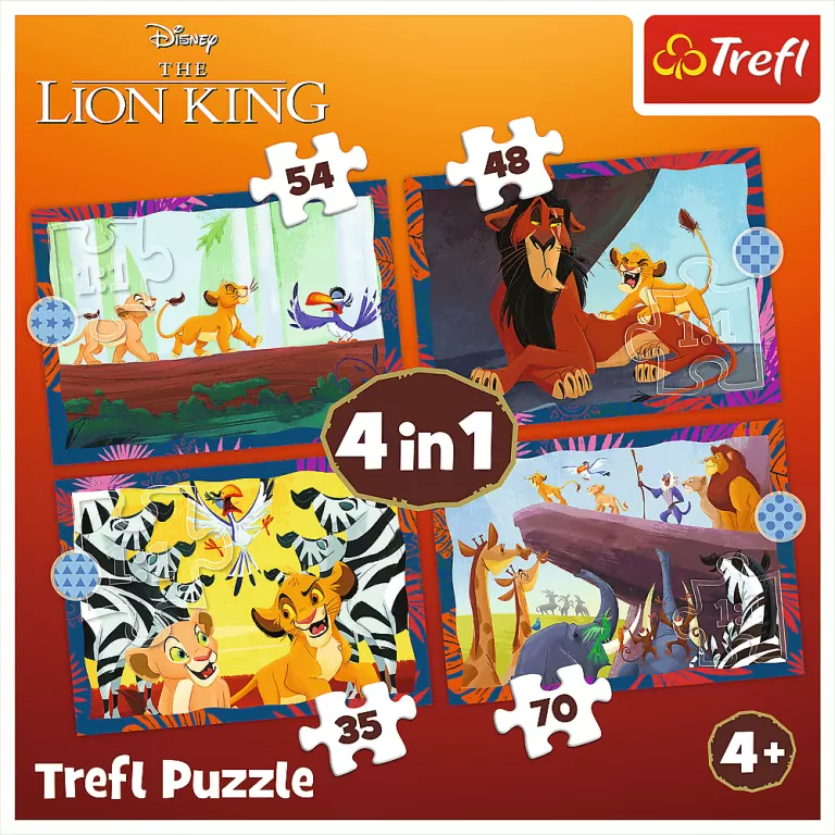 Puzzle 4w1. Odważny Król Lew. 34653 - tantis.pl