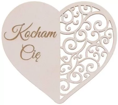 Drewniany napis - Kocham Cię biały