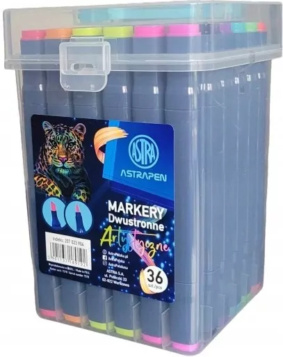 Astra. Markery artystyczne kwadratowe dwustronne, 36 kolorów - tantis.pl