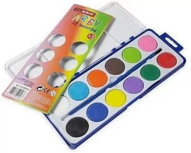 Farby akwarelowe 12 kolorów + pędzelek