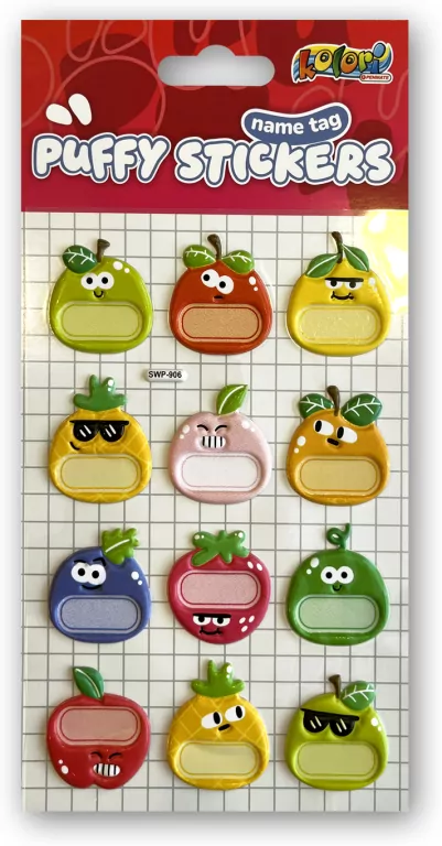 Naklejki Puffy Name Tag Fruits PENMATE - tantis.pl