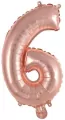 Balon foliowy mini cyfra 6 różowe złoto 29x40cm - tantis.pl