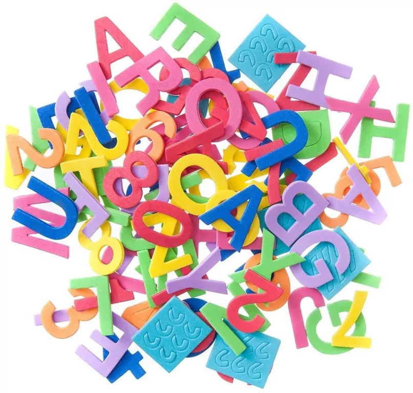 Naklejki z pianki litery i cyfry, 94 sztuki - tantis.pl