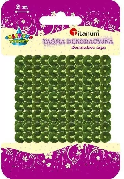 Cekiny na taśmie 6mm 2m zielone - tantis.pl