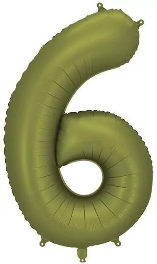 Balon foliowy cyfra 6 86cm oliwkowy - tantis.pl