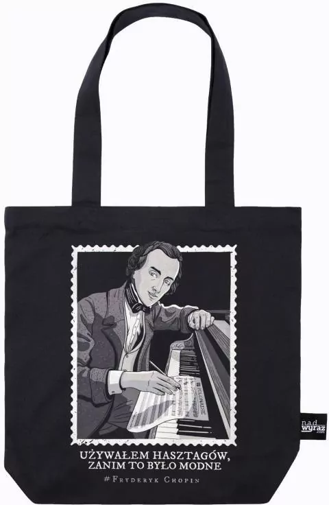 Torba bawełniana czarna Fryderyk Chopin - tantis.pl