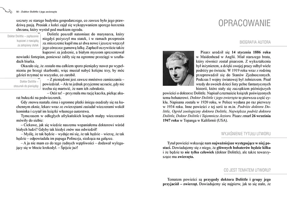 Doktor Dolittle i jego zwierzęta. Lektura z opracowaniem - tantis.pl