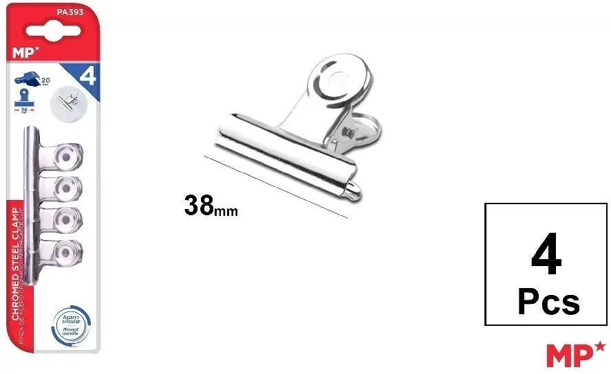 Klipsy biurowe metalowe srebrne 38mm - tantis.pl