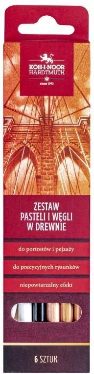 Zestaw pasteli i węgli w drewnie - tantis.pl