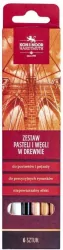 Zestaw pasteli i węgli w drewnie