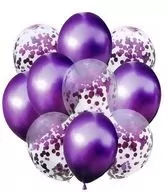 Zestaw balonów fiolet z konfetti 33cm - tantis.pl