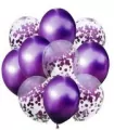 Zestaw balonów fiolet z konfetti 33cm - tantis.pl