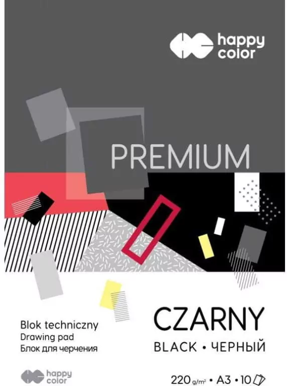 Paczka Blok techniczny czarny A3 Premium 220g Happy Color - tantis.pl