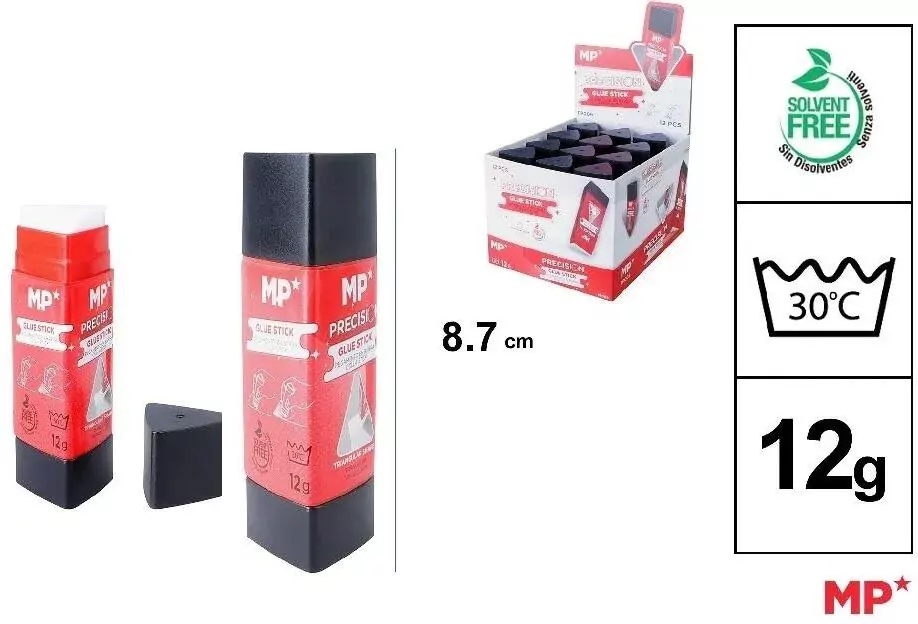 Klej w sztyfcie trójkątny 12g. 12 sztuk - tantis.pl