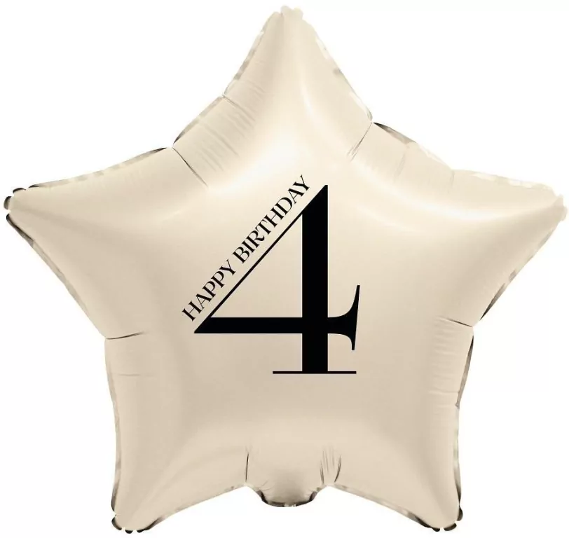 Balon foliowy Gwiazda kremowa cyfra 4 44cm - tantis.pl