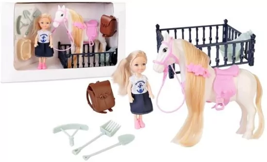 Zestaw lalka 13cm z koniem