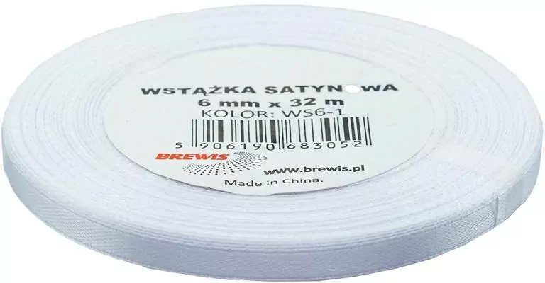 Wstążka satynowa biała 6mmx32m - tantis.pl