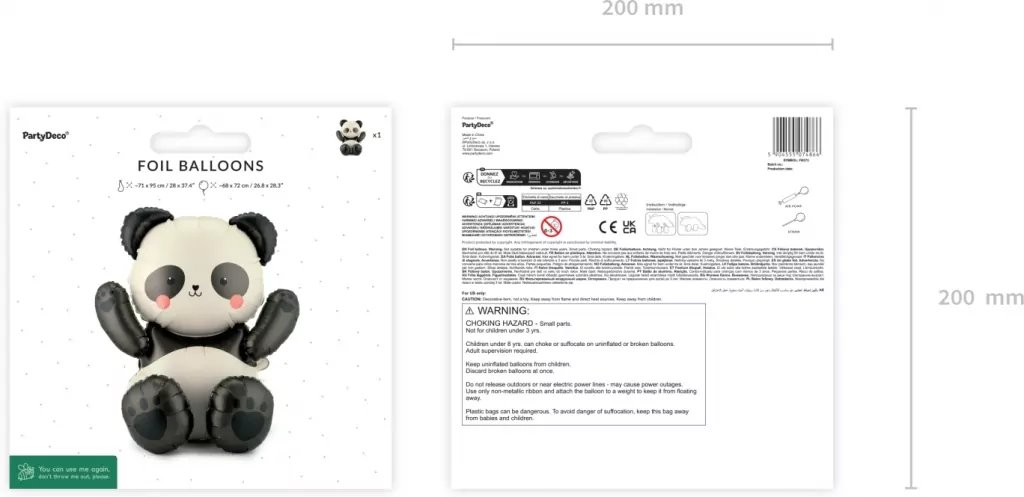 Balon foliowy Panda 68x72cm - tantis.pl
