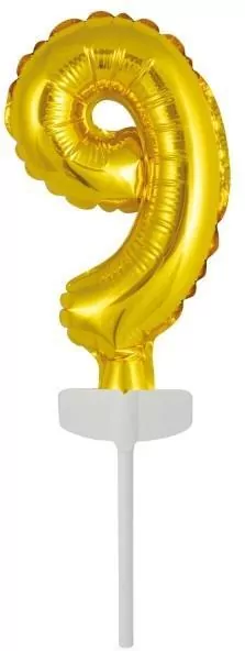 Balon foliowy mini cyfra 9 złota 7x12cm - tantis.pl