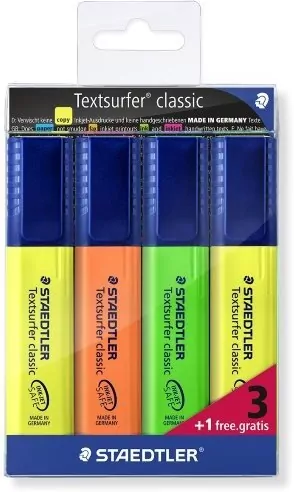 Zakreślacze Textsurfer 3 kolorów + 1 STAEDTLER - tantis.pl