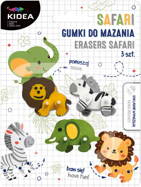 Gumki do mazania Safari KIDEA - tantis.pl