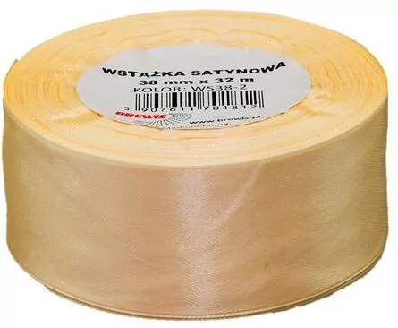 Brewis. Wstążka satynowa, ecru 38mmx32m - tantis.pl