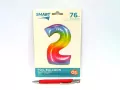 Balon foliowy. Smart. Cyfra 2, tęczowa. 76 cm - tantis.pl