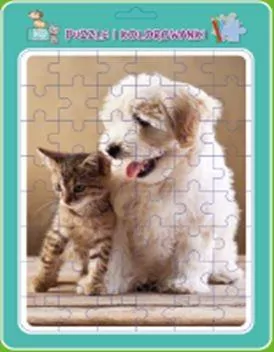 MD Creative. Puzzle w ramce z kolorowanką. Piesek z kotkiem - tantis.pl