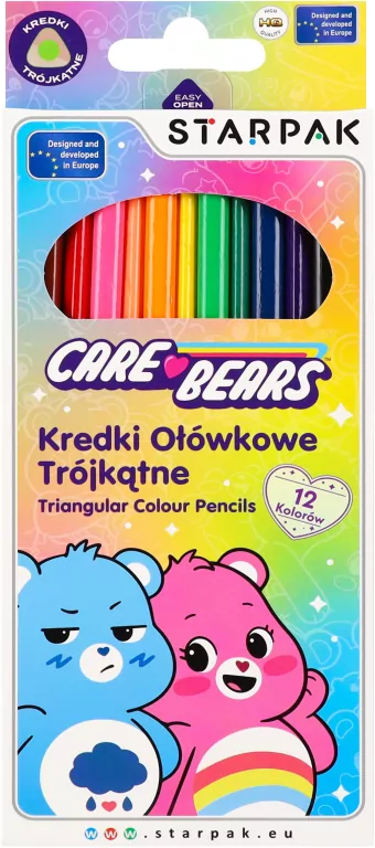 Kredki ołowkowe trójkątne Care Bears 12 kolorów - tantis.pl