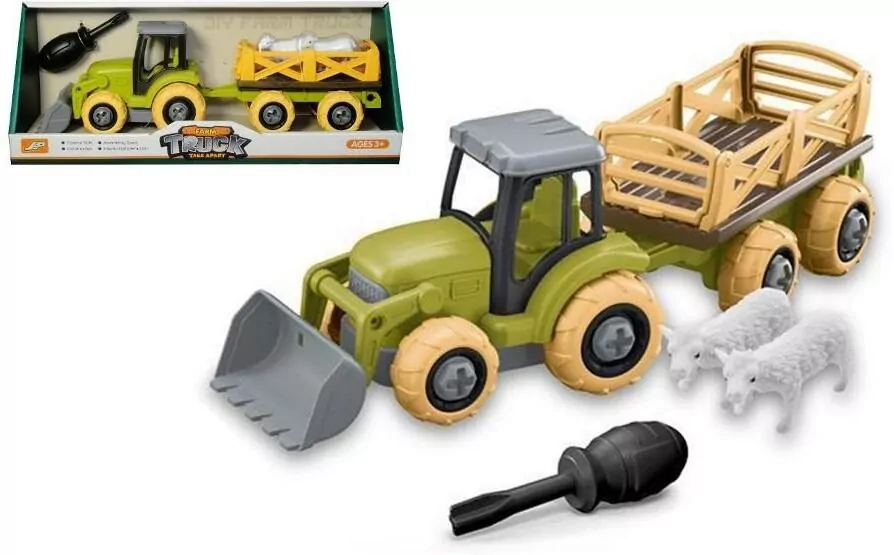 Traktor rolniczy z przyczepą i figurkami zwierząt - tantis.pl
