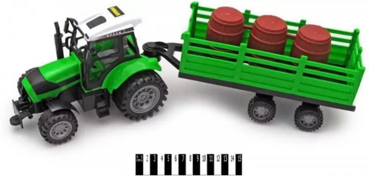Traktor zielony z przyczepą. Zabawka. Maksik - tantis.pl