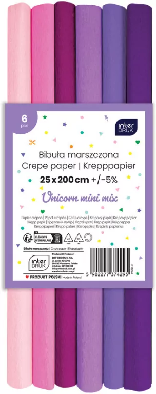 Bibuła marszczona Unicorn mini mix 200x25cm - tantis.pl