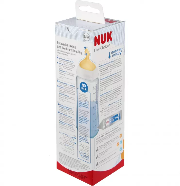 NUK. First Choice.  Butelka szklana 240 ml. 0-6 miesięcy. Gwiazdki - tantis.pl