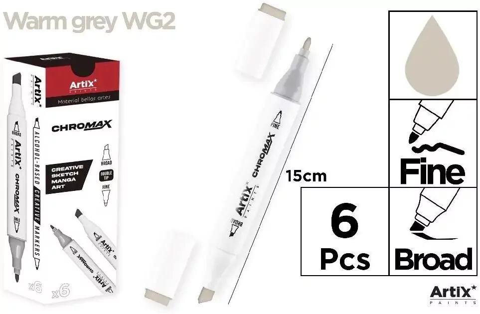 Marker Chromax z 2 końcówk. warm grey WG2 (6szt) - tantis.pl