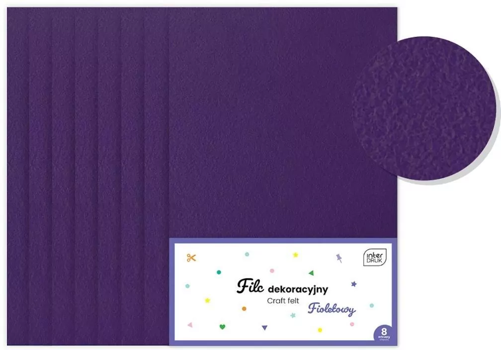Filc dekoracyjny A4 8 arkuszy fioletowy - tantis.pl