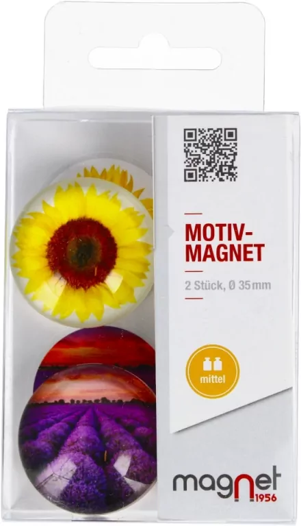 Magnes szklany Słonecznik/Lawenda Kopuła 3,5 cm - tantis.pl