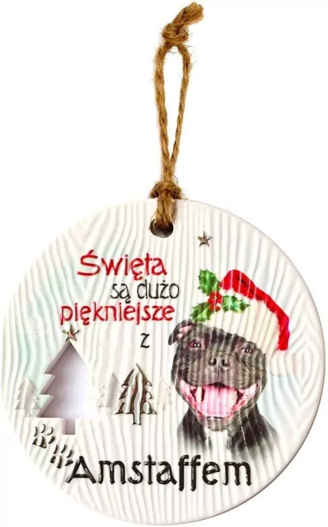 Zawieszka ceramiczna Boże Narodzenie Amstaff - tantis.pl