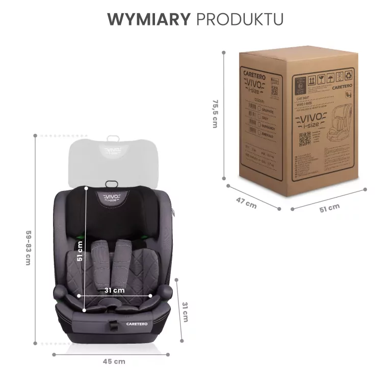 Caretero Fotelik Vivo burgundowy (76-150cm) - tantis.pl