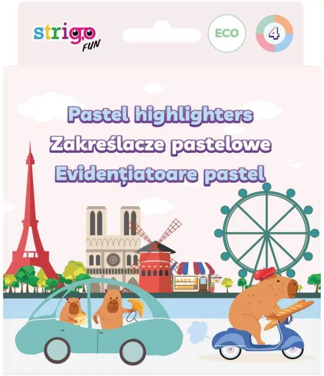 Zakreślacz Eko Kapibara pastel 4szt - tantis.pl