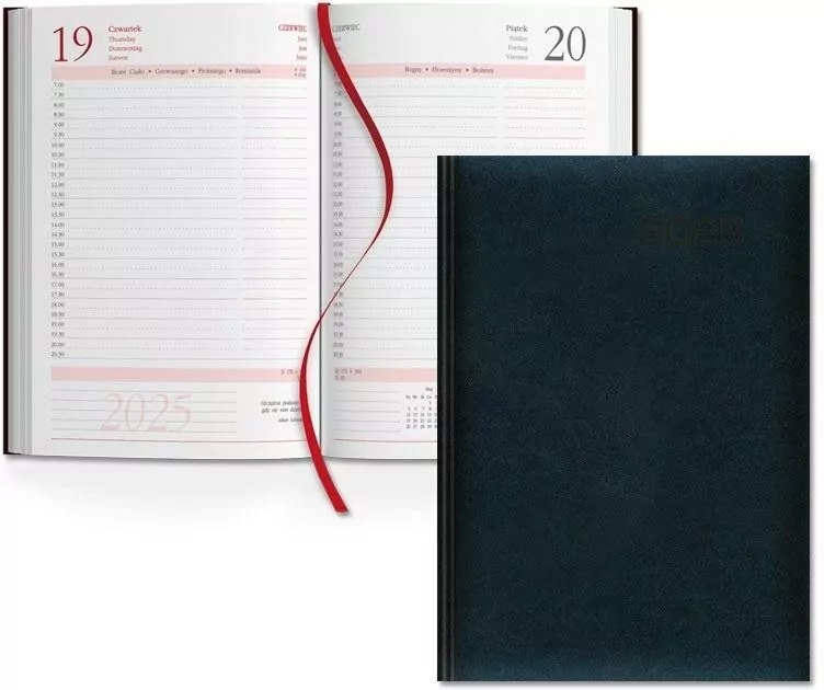Kalendarz 2025 książkowy A5, czarny - tantis.pl