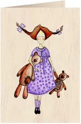 Karnet drewniany C6 + koperta Misie