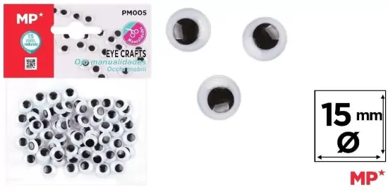 Oczy ruchome samoprzylepne 15mm