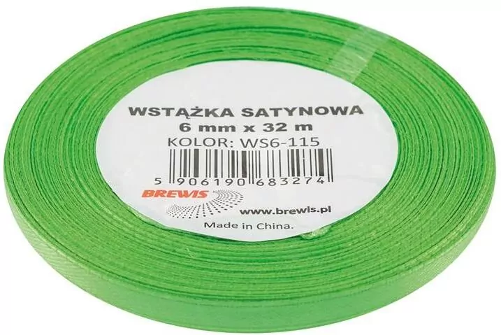Wstążka satynowa zielona 6mmx32m - tantis.pl